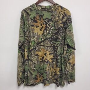 Vintage Fieldstaff Mens Long Sleeve Mossy Oak Obsession Camo T Shirt Size XL